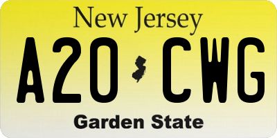 NJ license plate A20CWG