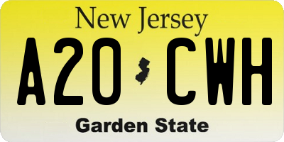 NJ license plate A20CWH