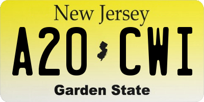NJ license plate A20CWI