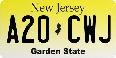 NJ license plate A20CWJ