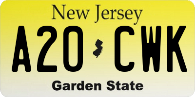 NJ license plate A20CWK