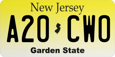 NJ license plate A20CWO