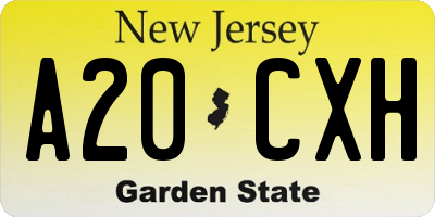 NJ license plate A20CXH