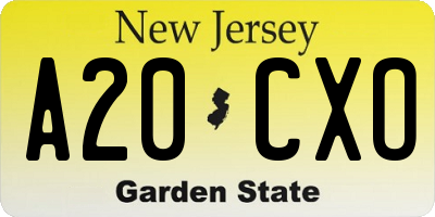 NJ license plate A20CXO