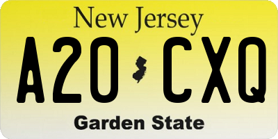 NJ license plate A20CXQ