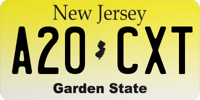 NJ license plate A20CXT