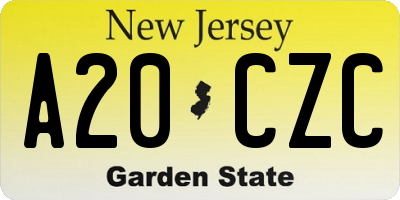 NJ license plate A20CZC