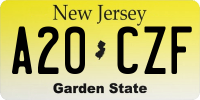 NJ license plate A20CZF