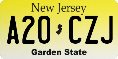 NJ license plate A20CZJ