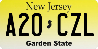 NJ license plate A20CZL