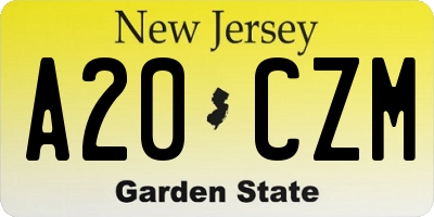 NJ license plate A20CZM