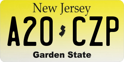 NJ license plate A20CZP