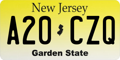 NJ license plate A20CZQ