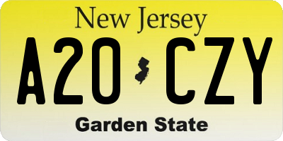 NJ license plate A20CZY