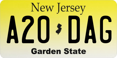 NJ license plate A20DAG