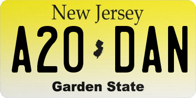 NJ license plate A20DAN