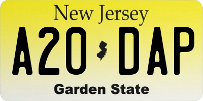NJ license plate A20DAP