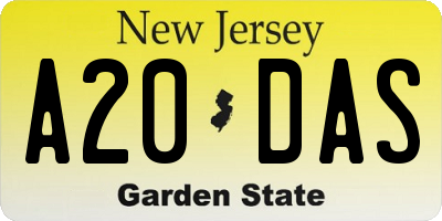 NJ license plate A20DAS