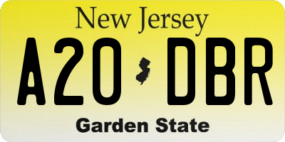 NJ license plate A20DBR