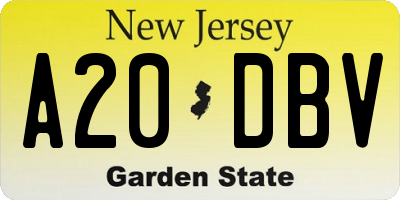 NJ license plate A20DBV