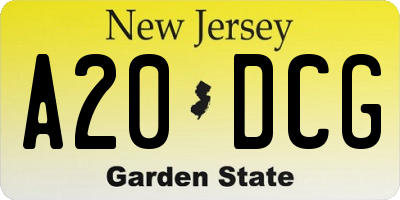 NJ license plate A20DCG