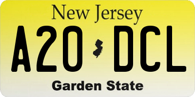 NJ license plate A20DCL
