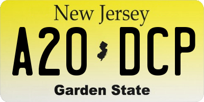 NJ license plate A20DCP