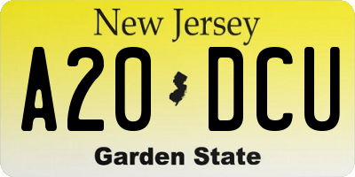 NJ license plate A20DCU