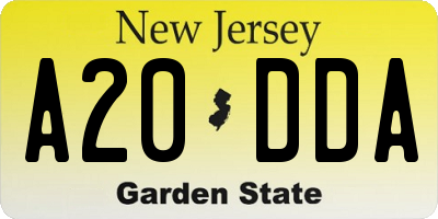 NJ license plate A20DDA