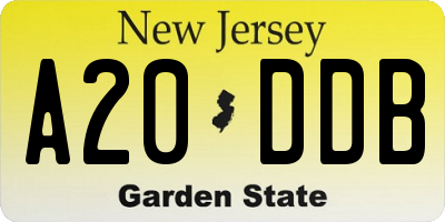 NJ license plate A20DDB