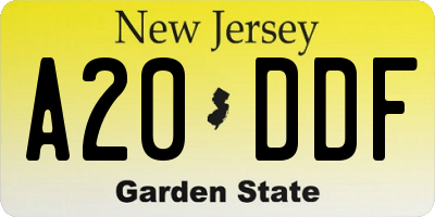 NJ license plate A20DDF
