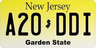 NJ license plate A20DDI