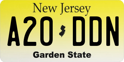 NJ license plate A20DDN