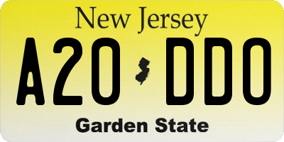NJ license plate A20DDO