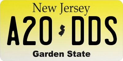 NJ license plate A20DDS
