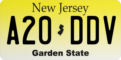 NJ license plate A20DDV