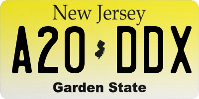 NJ license plate A20DDX