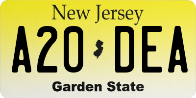 NJ license plate A20DEA
