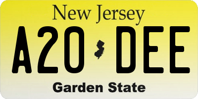 NJ license plate A20DEE