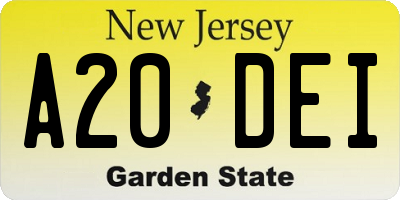 NJ license plate A20DEI