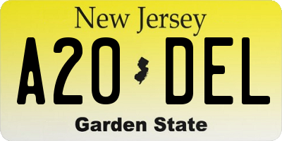 NJ license plate A20DEL
