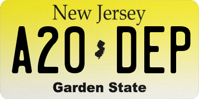 NJ license plate A20DEP