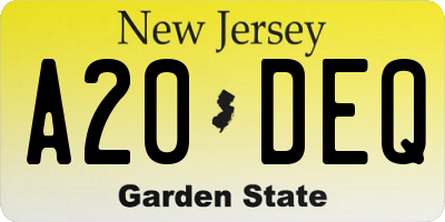NJ license plate A20DEQ
