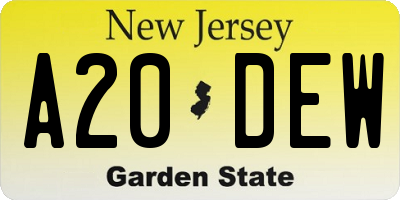 NJ license plate A20DEW