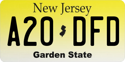 NJ license plate A20DFD