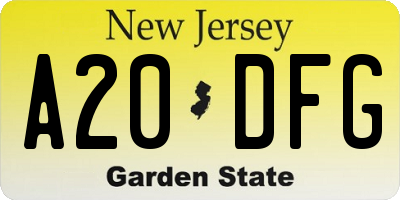 NJ license plate A20DFG