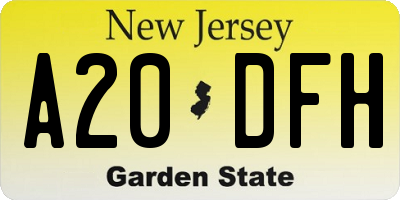 NJ license plate A20DFH