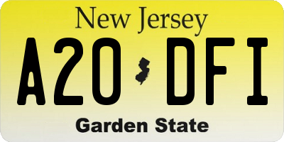 NJ license plate A20DFI