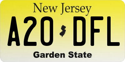 NJ license plate A20DFL