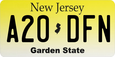 NJ license plate A20DFN